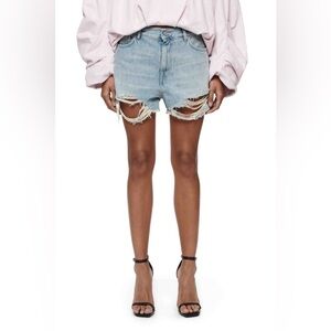 Missguided‎ + Blue Jean Shorts Distressed Frayed Hem